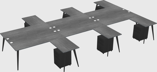 Shared L-shaped Office Desk System