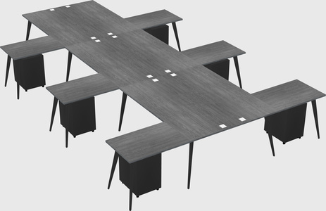 Shared l-shaped office desk system