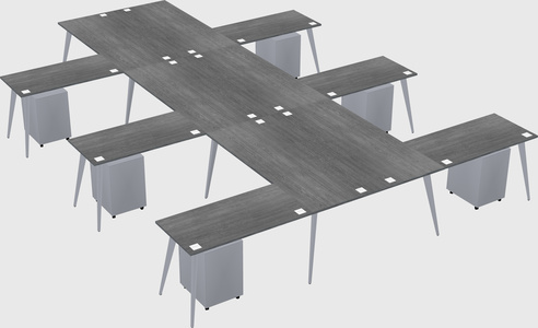 Shared l-shaped office desk system