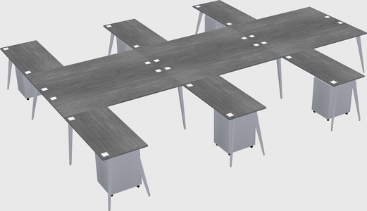 Shared l-shaped office desk system