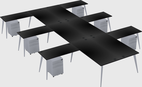 Shared l-shaped office desk system