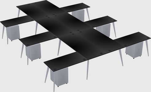 Shared l-shaped office desk system