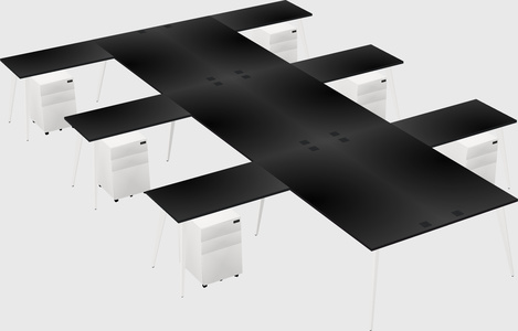 Shared l-shaped office desk system