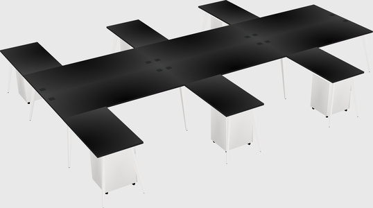 Shared l-shaped office desk system