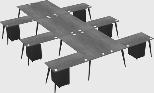 Shared l-shaped office desk system