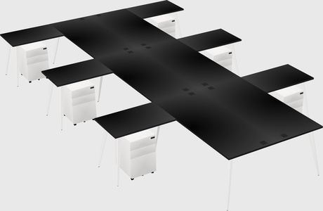 Shared l-shaped office desk system