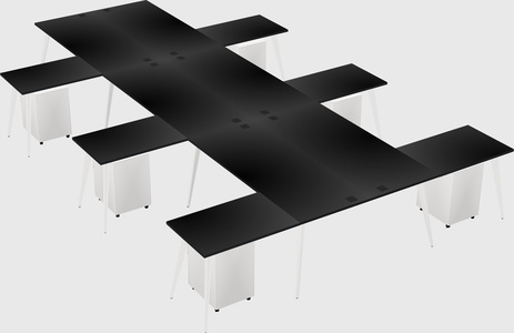 Shared l-shaped office desk system
