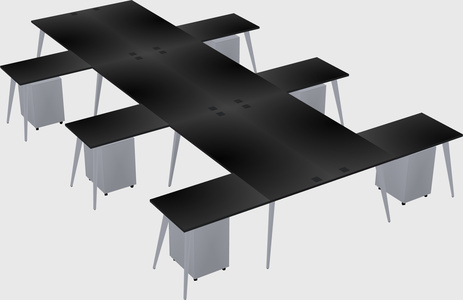 Shared l-shaped office desk system