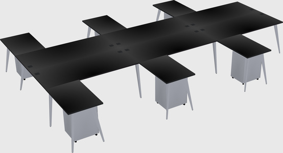 Shared l-shaped office desk system