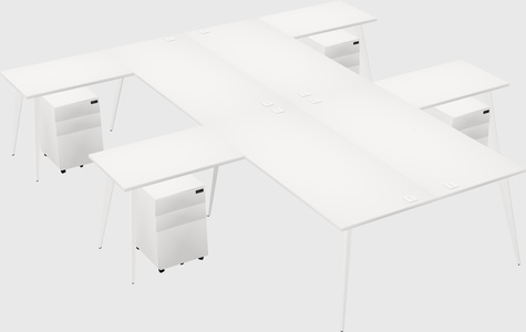 Shared l-shaped office desk system