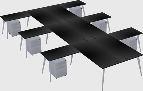 Shared l-shaped office desk system