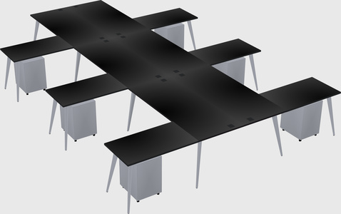Shared l-shaped office desk system