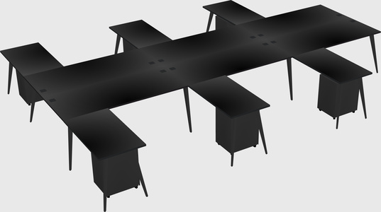Shared l-shaped office desk system