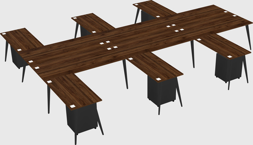 Shared l-shaped office desk system