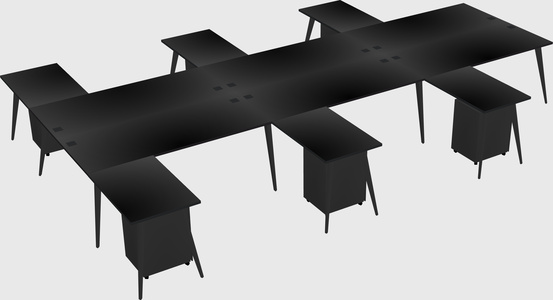 Shared l-shaped office desk system