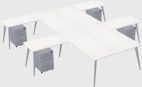 Shared l-shaped office desk system