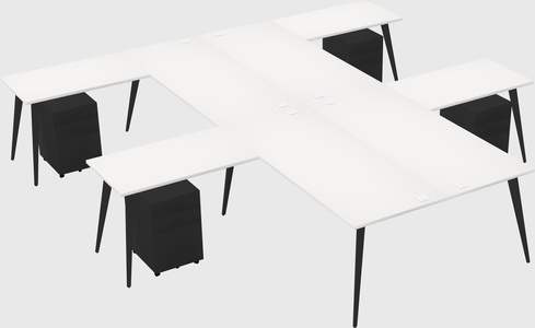 Shared l-shaped office desk system