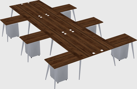 Shared l-shaped office desk system