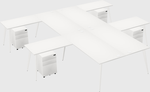 Shared l-shaped office desk system