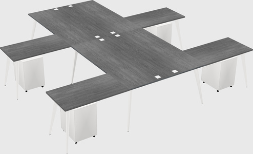 Shared l-shaped office desk system