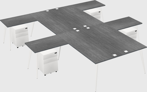 Shared l-shaped office desk system