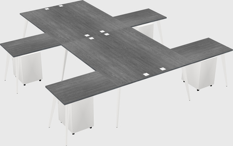 Shared l-shaped office desk system