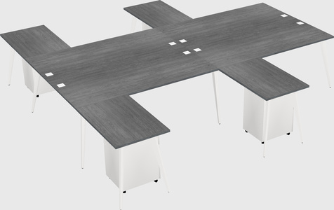 Shared l-shaped office desk system