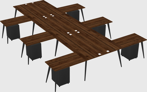 Shared l-shaped office desk system