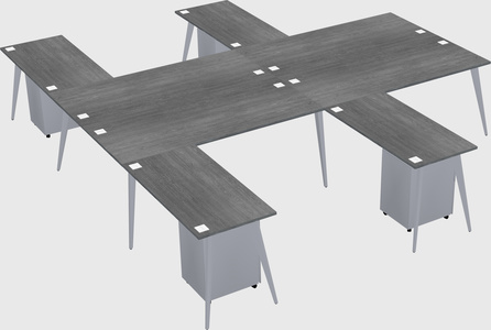 Shared l-shaped office desk system