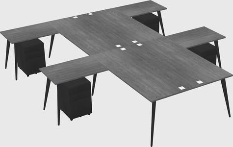 Shared l-shaped office desk system