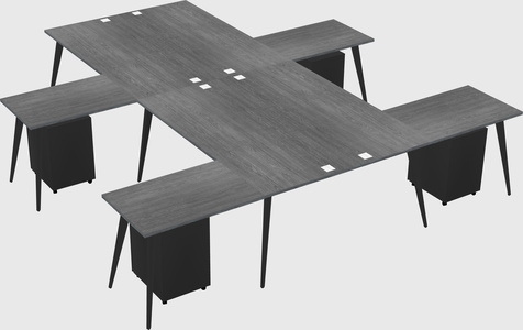 Shared l-shaped office desk system