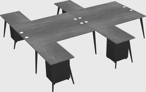 Shared l-shaped office desk system