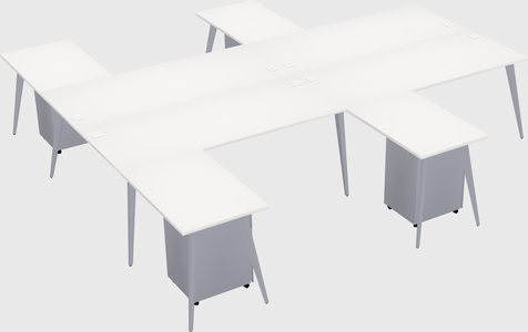 Shared l-shaped office desk system
