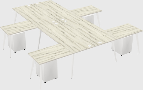 Shared l-shaped office desk system