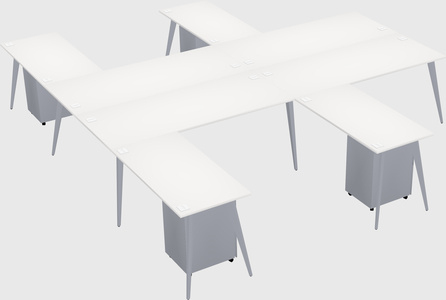 Shared l-shaped office desk system