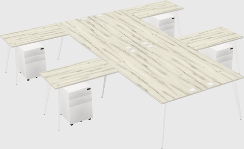 Shared l-shaped office desk system