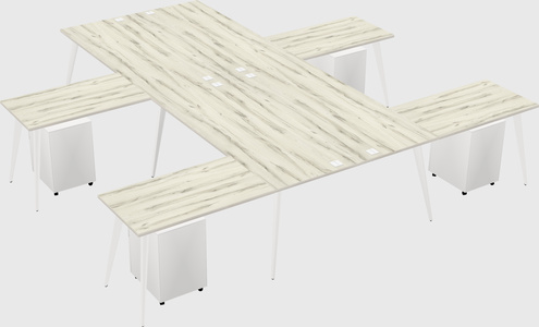 Shared l-shaped office desk system