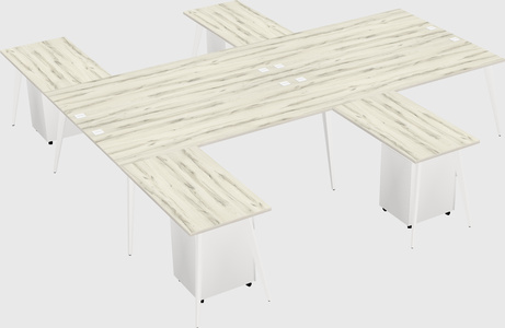 Shared l-shaped office desk system
