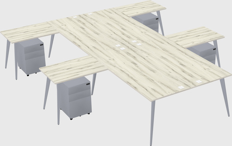 Shared l-shaped office desk system