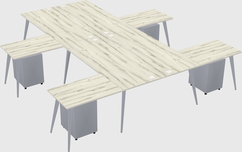 Shared l-shaped office desk system