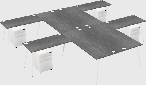 Shared l-shaped office desk system