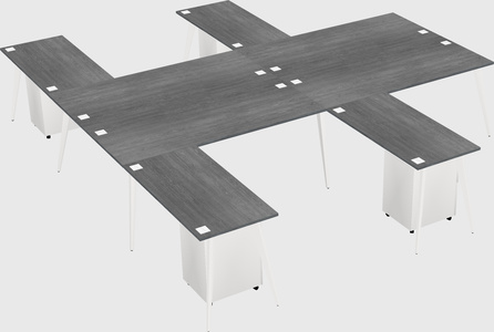 Shared l-shaped office desk system