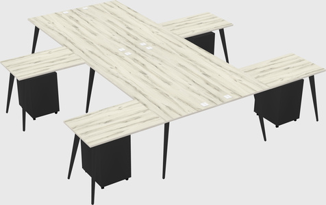 Shared l-shaped office desk system