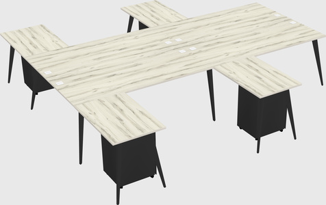 Shared l-shaped office desk system