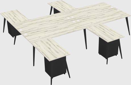 Shared l-shaped office desk system