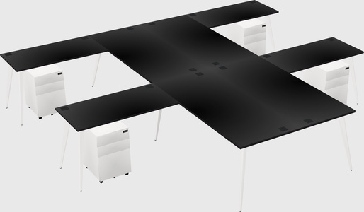 Shared l-shaped office desk system