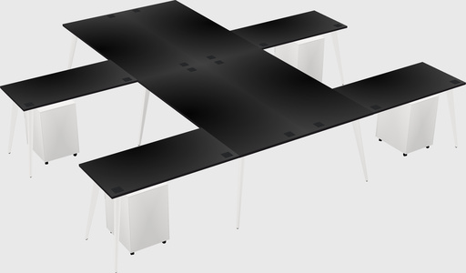 Shared l-shaped office desk system
