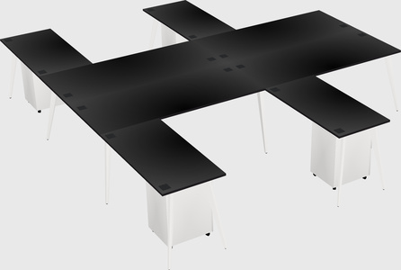 Shared l-shaped office desk system