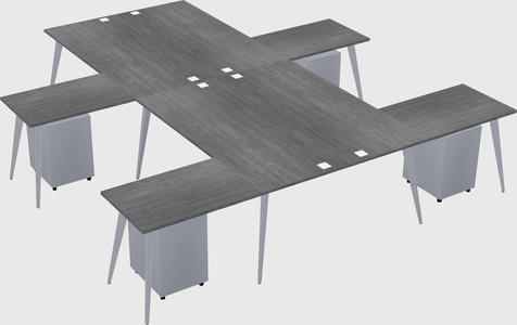 Shared l-shaped office desk system