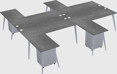 Shared l-shaped office desk system